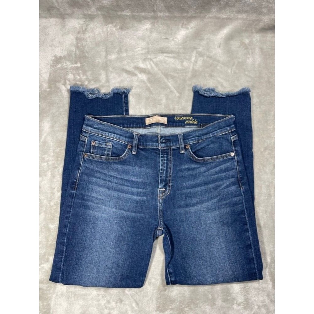 7 For All Mankind Roxanne Ankle Jean Women Size 32 Bair Crop Slim Denim - Picture 3 of 15